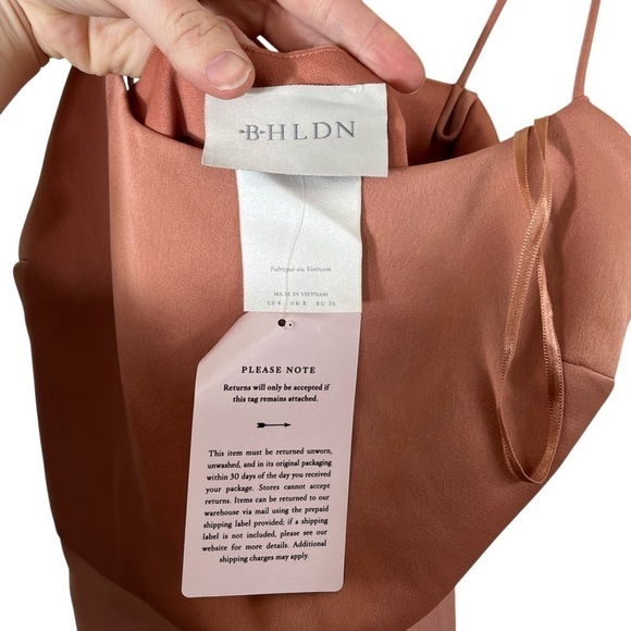 BHLDN Leti Spaghetti Strap Satin Charmeuse Midi Dress in Sedona - Picture 7 of 12